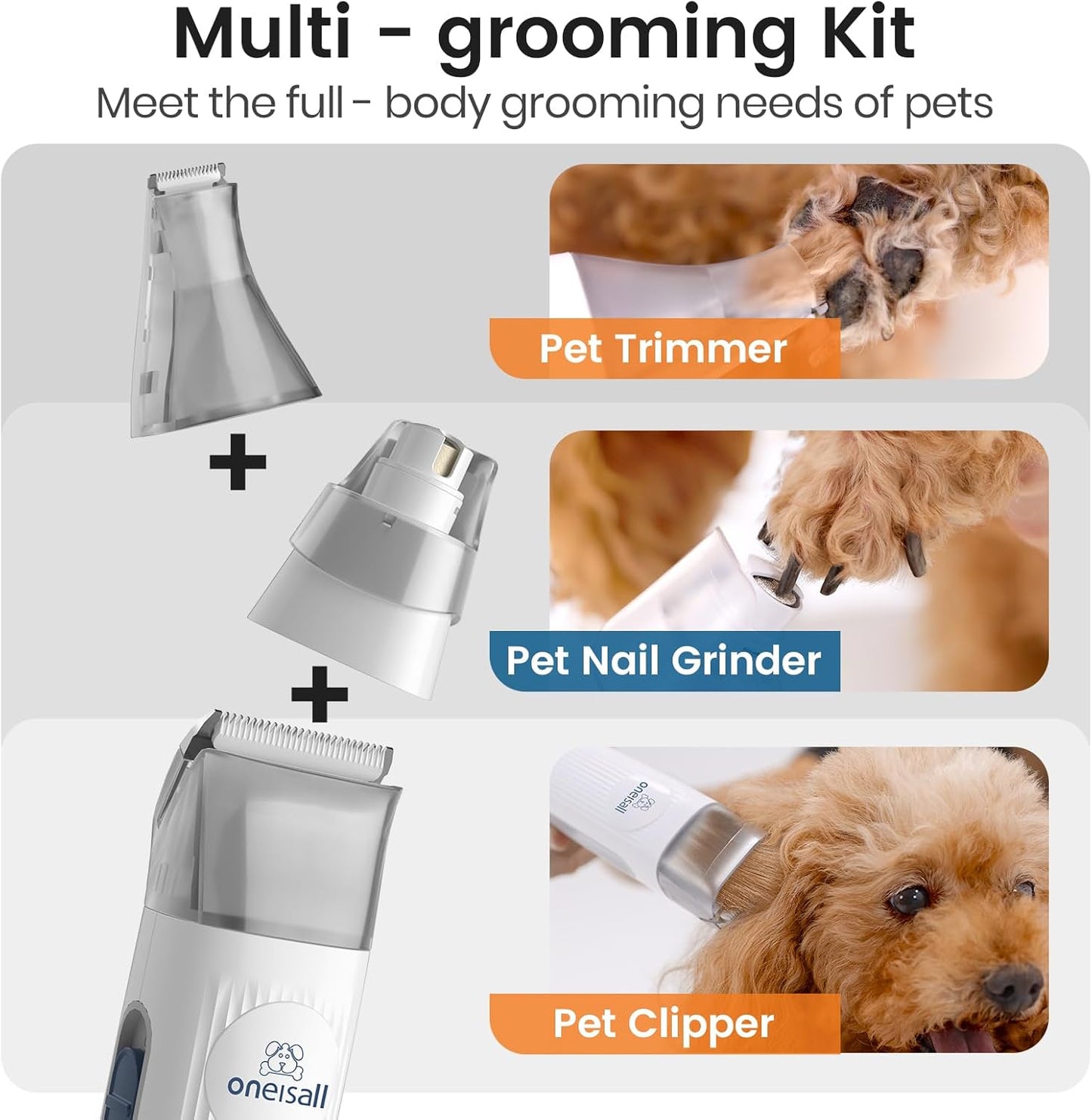 Ultimate Dog Grooming Vacuum Kit - 7-in-1 Pet Grooming Tools, Clipper & Nail Grinder, 1.5L Dust Cup for Effortless Shedding & Home Cleaning